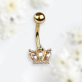 14G Gold Crown Belly Button Ring